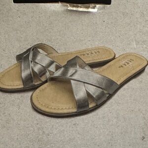 Serra Silver Crisscross Slide Sandals